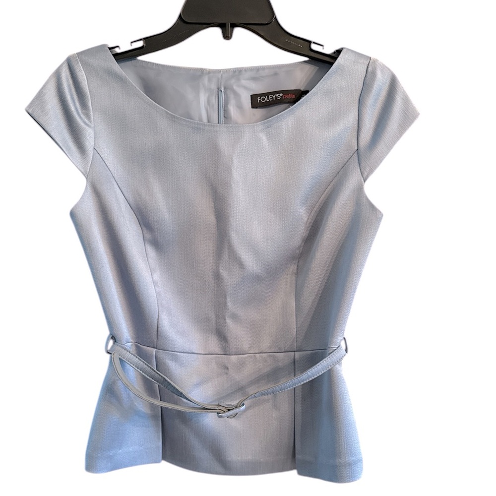 Foley’s Petite Women’s Top Cap Sleeve Peplum Hem With Detachable Belt Si…